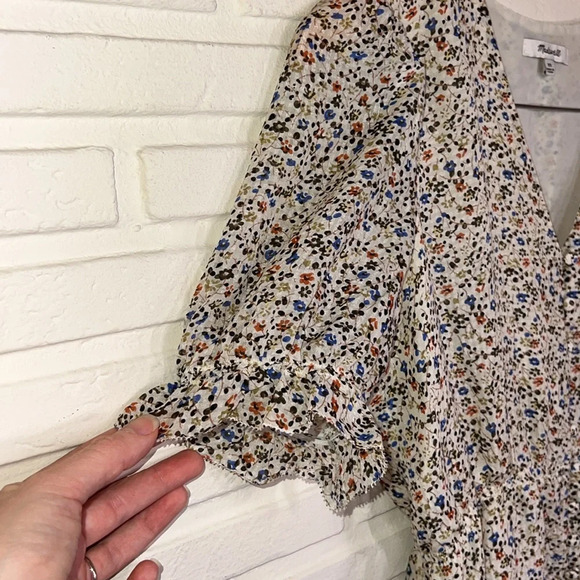 Madewell Silk V-Neck Fieldwalk Floral Peplum Pop Over Top, Women Size XS - Picture 5 of 8